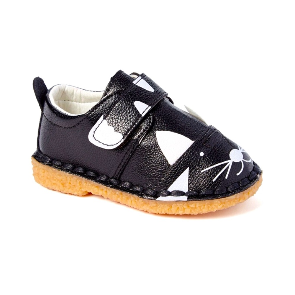 Bee Happy Black & White Kitty Cat Graphic Moe Rubber Shoes Toddler Girls Size 7